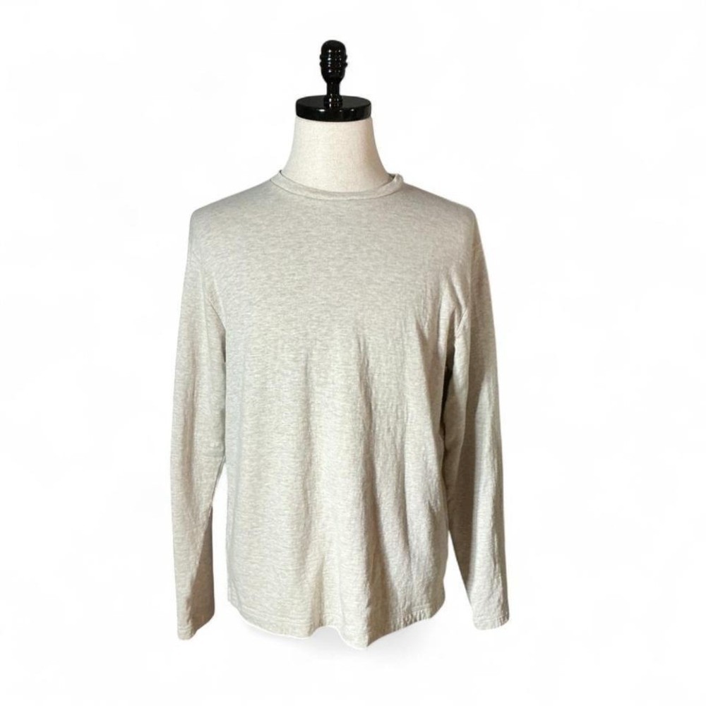 Murano Heathered Lyocell Cotton Long Sleeve Shirt Mens Large Gray Crewneck Basic